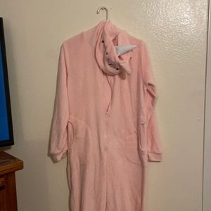 Pink unicorn onesie with pockets